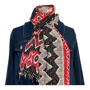 KANTHA SCARF REVERSIBLE TWO SIDED SARI HEAD WRAP DECOR LINEN SARONG